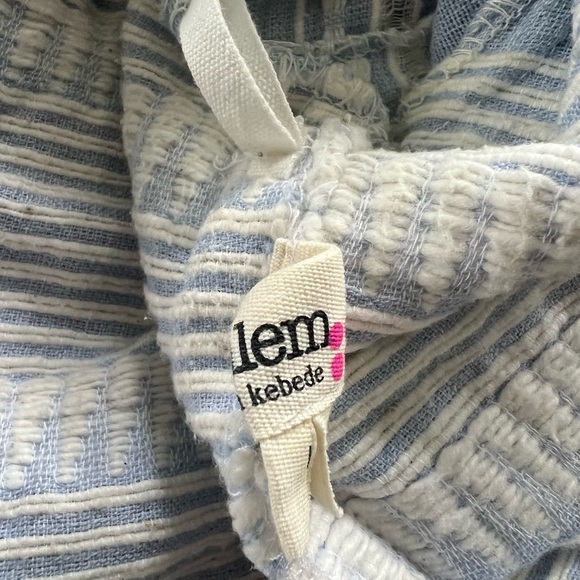 LemLem Blue Cotton Off the Shoulder Blouse/Tunic - Picture 2 of 3